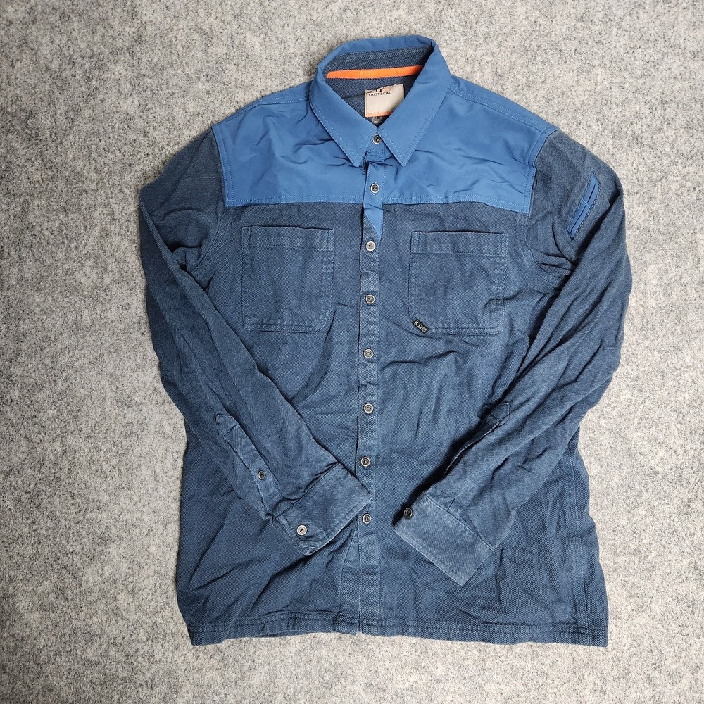 5.11 Tactical Ascension Shirt Men M Ensign Blue Twill Heather Snap Utility 72496